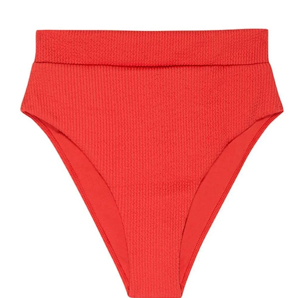 Monday Swimwear Red Ribbed High-Waist Bikini